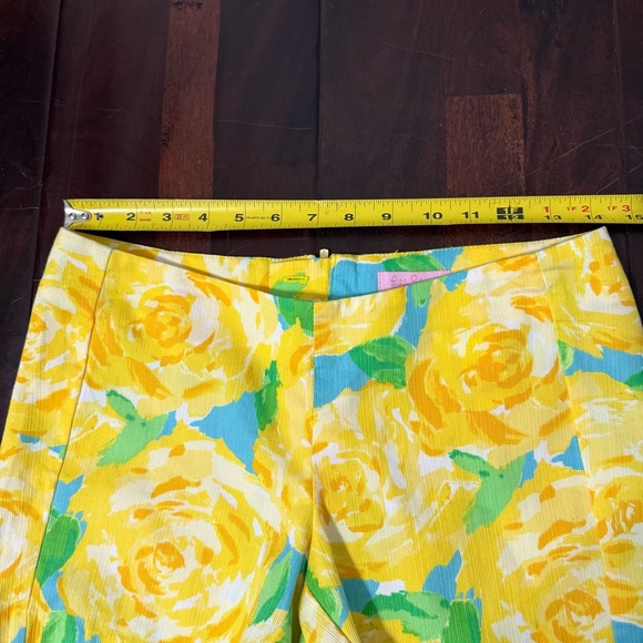 Lilly Pulitzer Sunglow Yellow Rose Short Women’s Size 00 Cotton Zipper Floral - Picture 4 of 8
